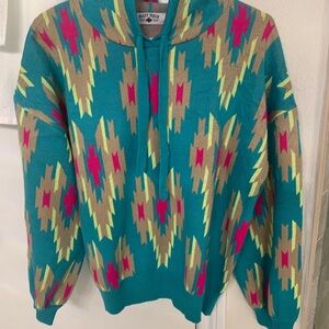 Crazy Train Colorful Geometric Pattern Hoodie Unisex Size Small